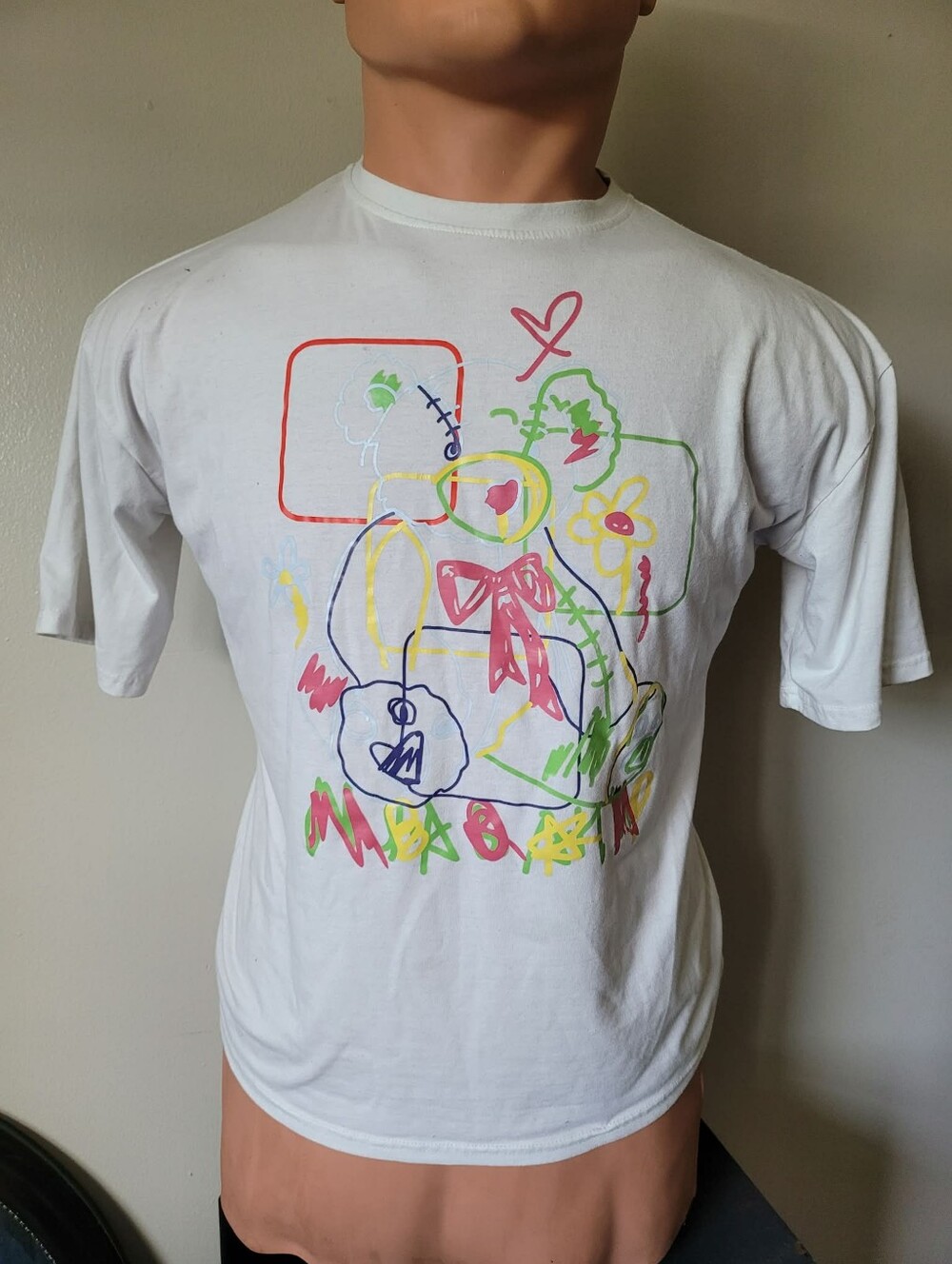 Kidcore Scribble Teddy Bear Print T-shirt